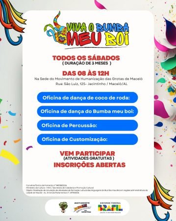 Viva o Bumba Meu Boi – Oficinas Gratuitas Todos os Sábados